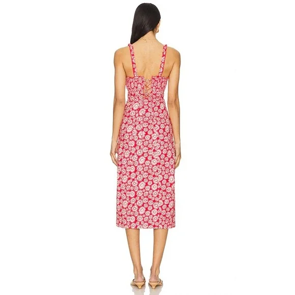 NWT Free People Lucinda Printed Midi Dress CottageFloral Smocked Size L Sun Boho - Picture 2 of 16